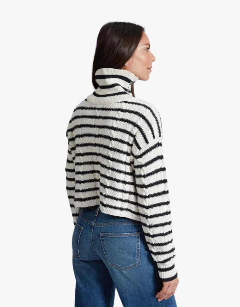 ASKK NY Cable Cropped Turtleneck Sweater in Stripe