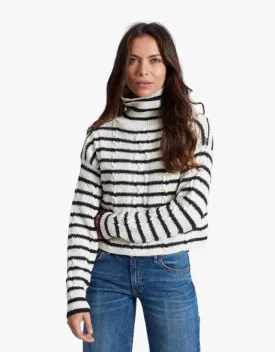 ASKK NY Cable Cropped Turtleneck Sweater in Stripe