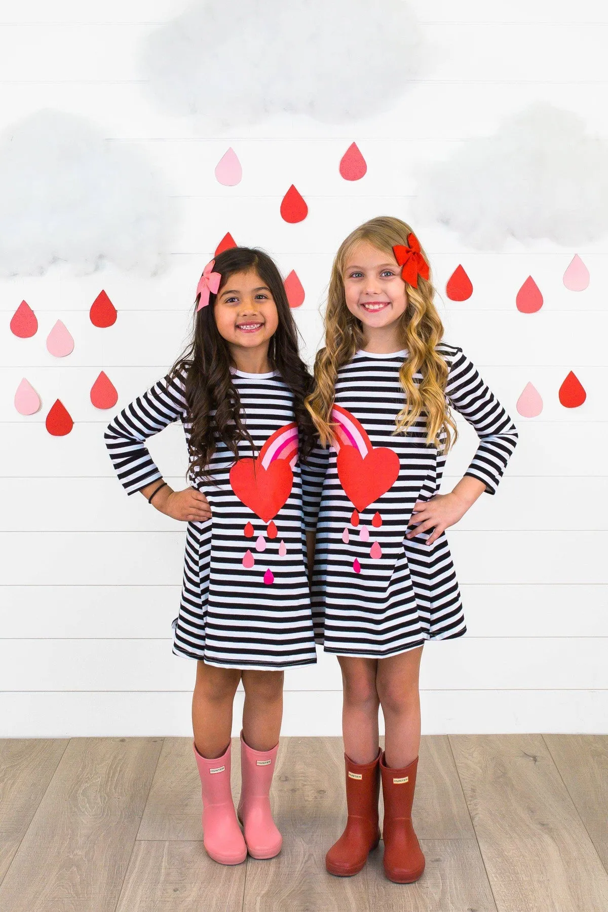 Best Friends Heart Rainbow Stripe Dress