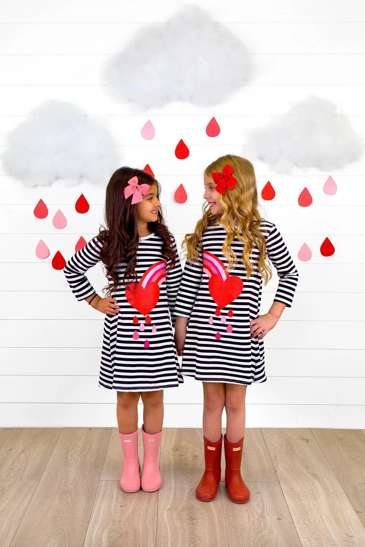 Best Friends Heart Rainbow Stripe Dress