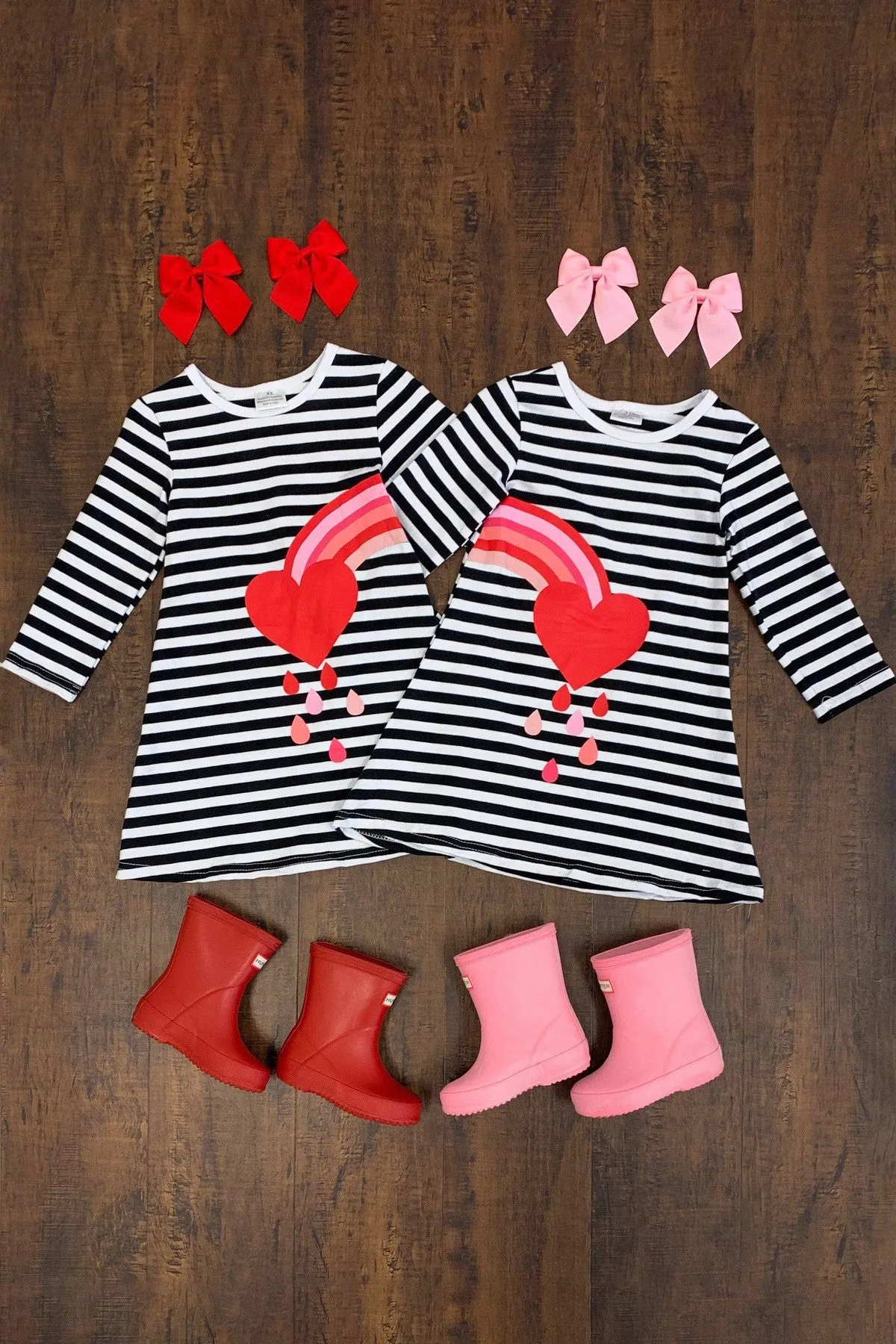 Best Friends Heart Rainbow Stripe Dress