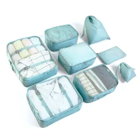 BillyBath Packing cubes Suitcase Organiser Set, 8 Pieces Clothes Bags Shoe Bags Travel Organiser Packing Cube Cosmetic Travel Organiser Packing Bags for Suitcases Teal
