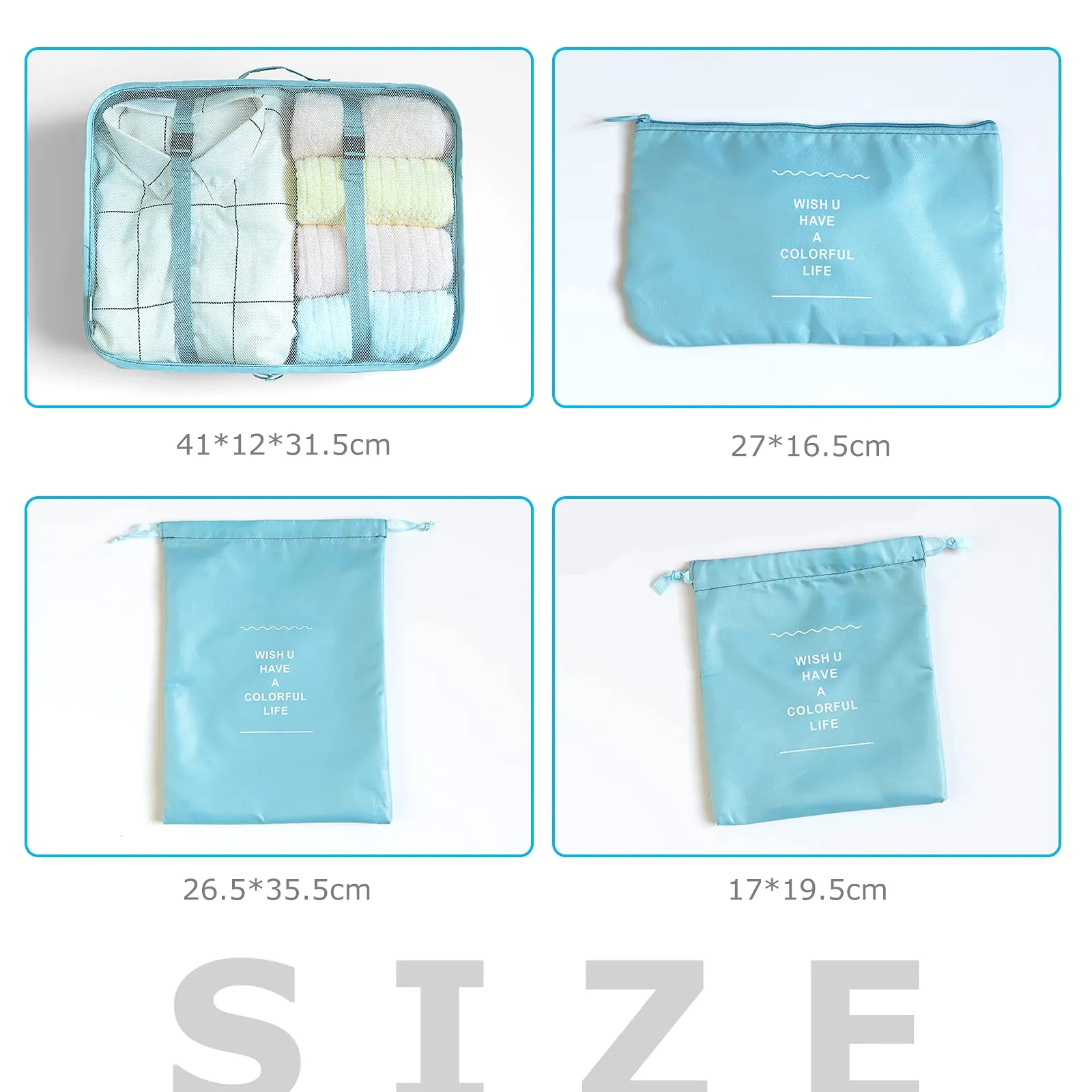 BillyBath Packing cubes Suitcase Organiser Set, 8 Pieces Clothes Bags Shoe Bags Travel Organiser Packing Cube Cosmetic Travel Organiser Packing Bags for Suitcases Teal