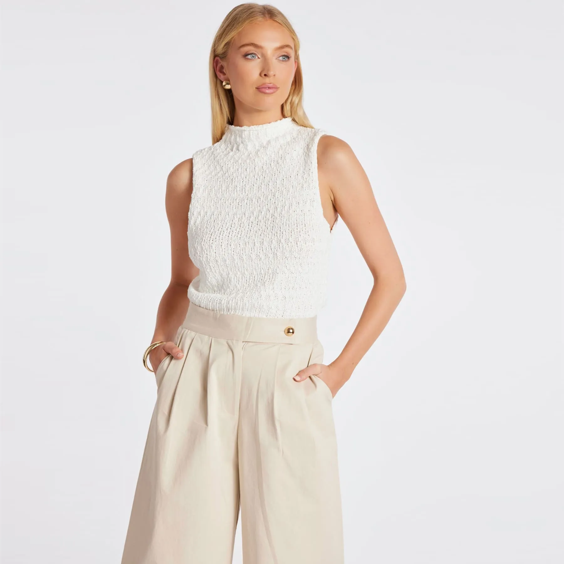 Bishop   Young Stella Funnel Neck Sweater - Ivory