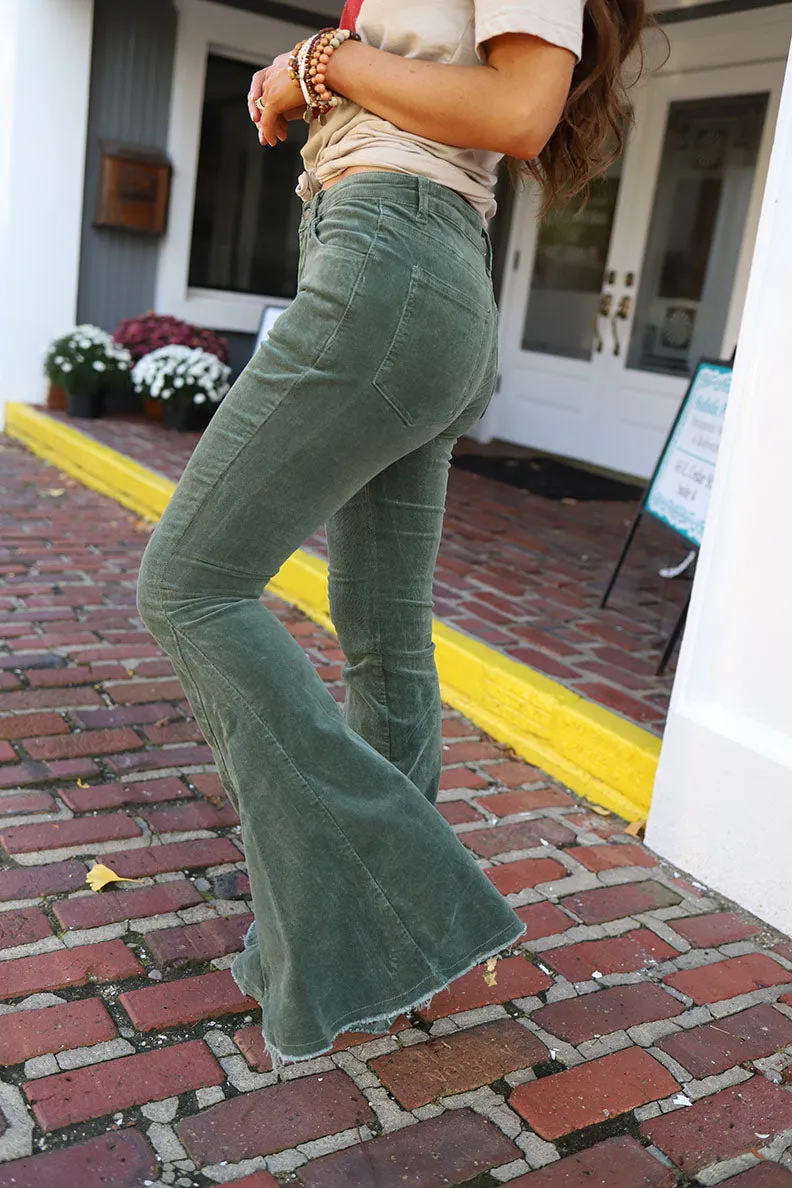 Boho Soul Corduroy Bell Bottoms - Olive