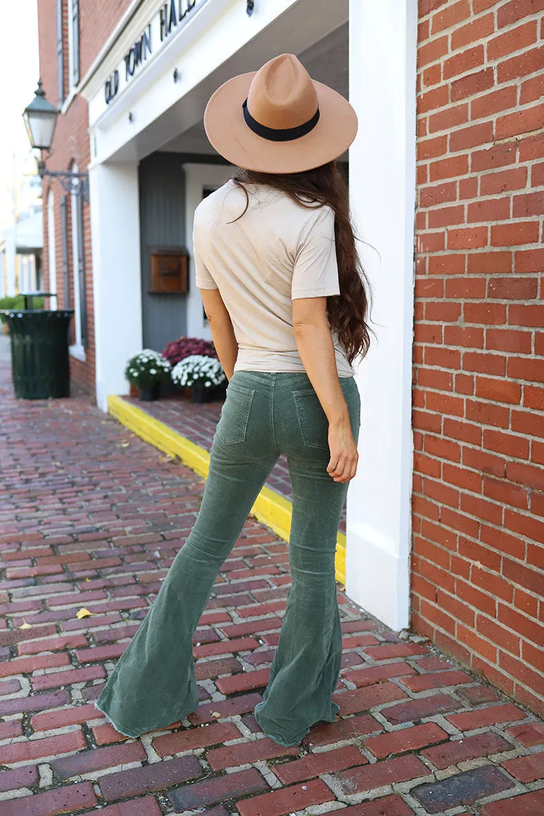 Boho Soul Corduroy Bell Bottoms - Olive