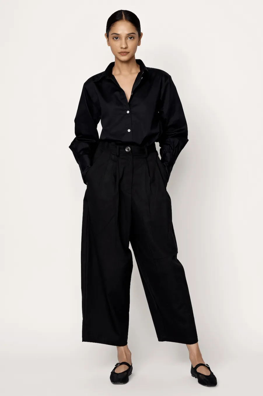 Boyfriend Pant - Black Cotton