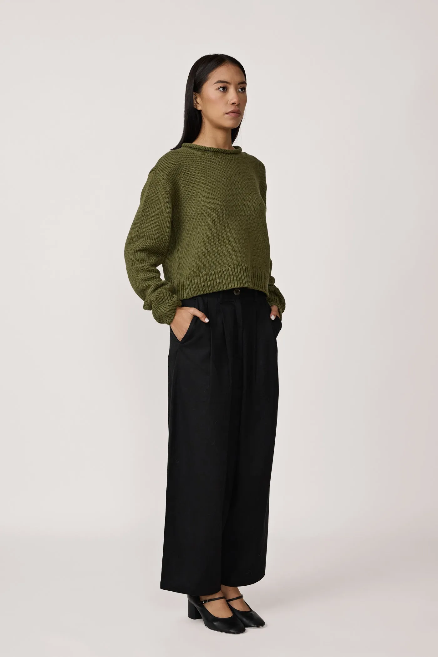 Boyfriend Pant - Black Cotton