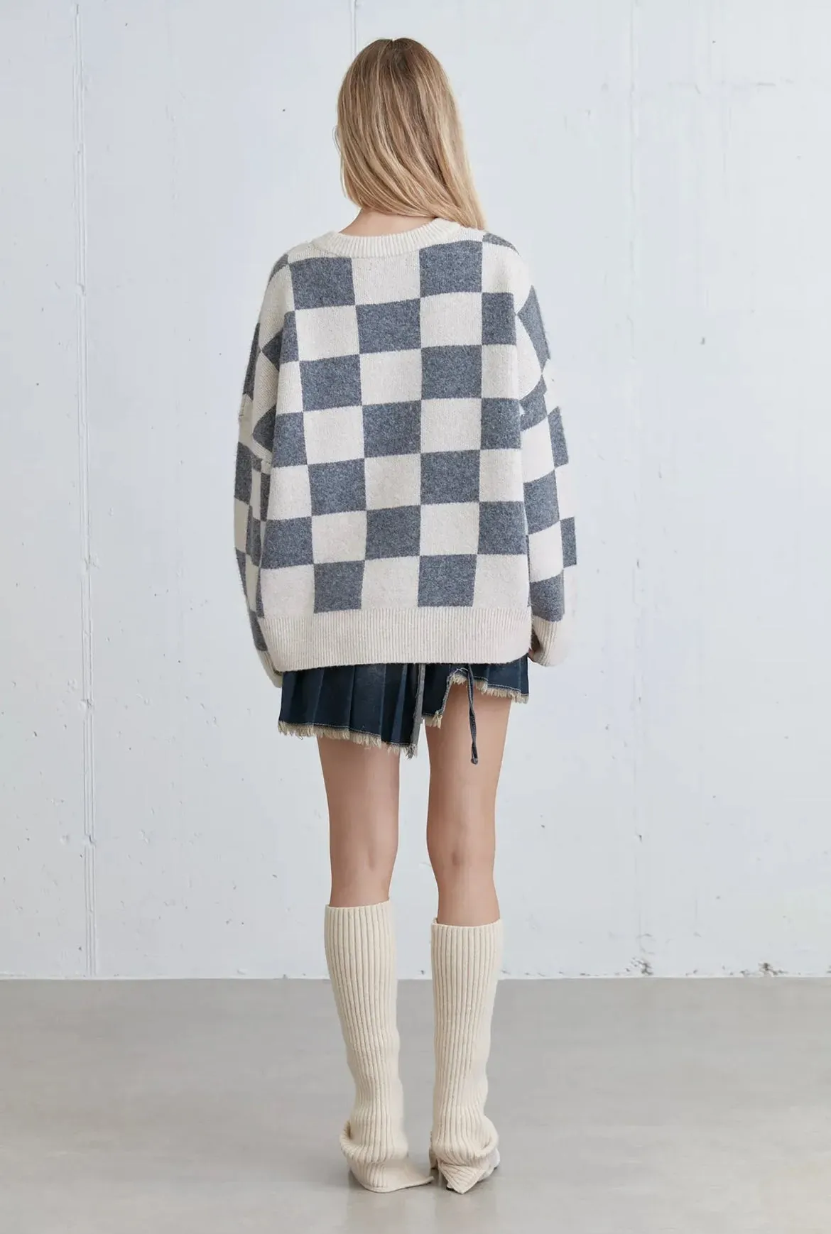 Checked Crewneck Sweater