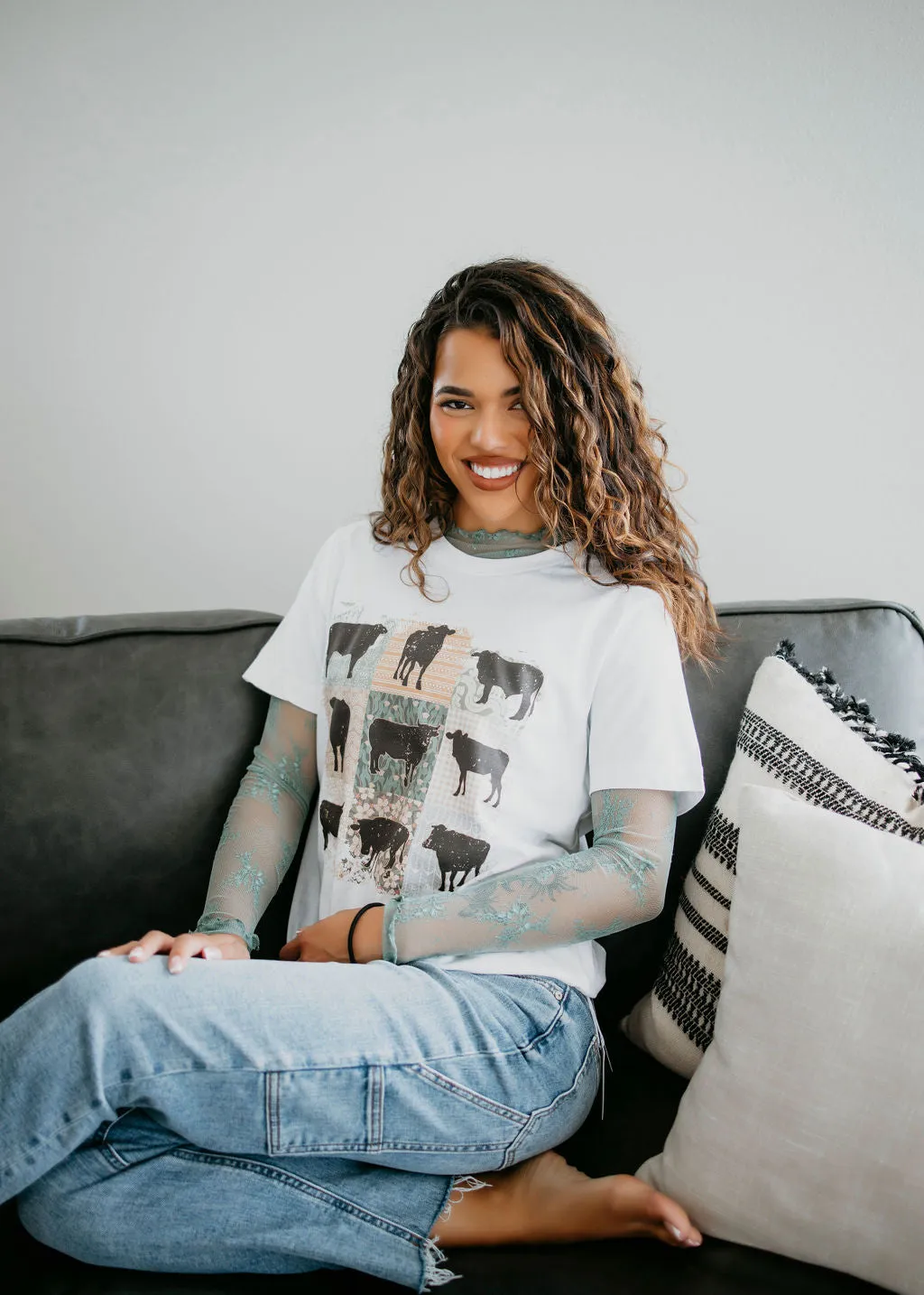 Cow Grid Graphic Tee