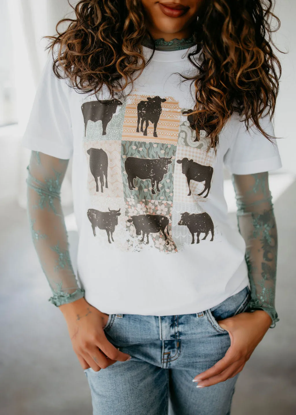 Cow Grid Graphic Tee