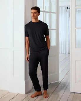 Crew Neck Long Pyjama Set - Navy
