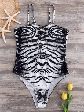 Custom Backless Spaghetti Strap Self-Tie Criss-Cross Sleeveless One-Pieces