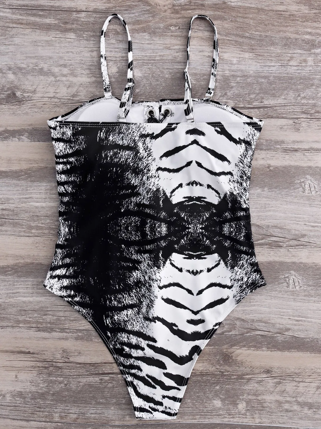 Custom Backless Spaghetti Strap Self-Tie Criss-Cross Sleeveless One-Pieces