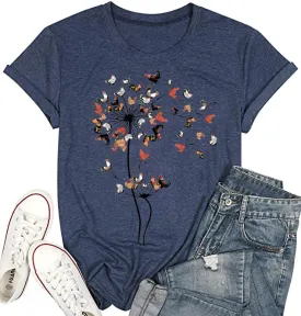 Dandelion Shirts for Women Teen Girls Cute Sunflower Wildflower Flower Lovers Graphic Tees Tops