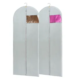 Dress Bags for Gowns Long, 65" Long Dress Bags for Hanging Clothes Clear Windows Foldable Long Garment Bag for Storage and Travel-24"x 65"/2 Pack