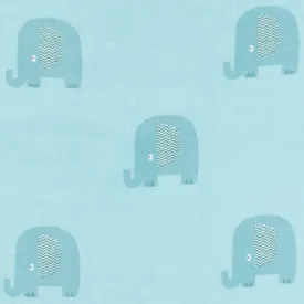 Flannel Basics - Elephant In Color Aqua Yardage