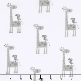 Flannel Basics - Giraffe In Color Gray Yardage