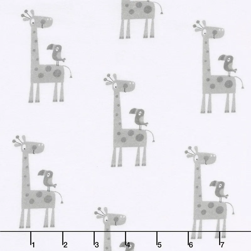 Flannel Basics - Giraffe In Color Gray Yardage