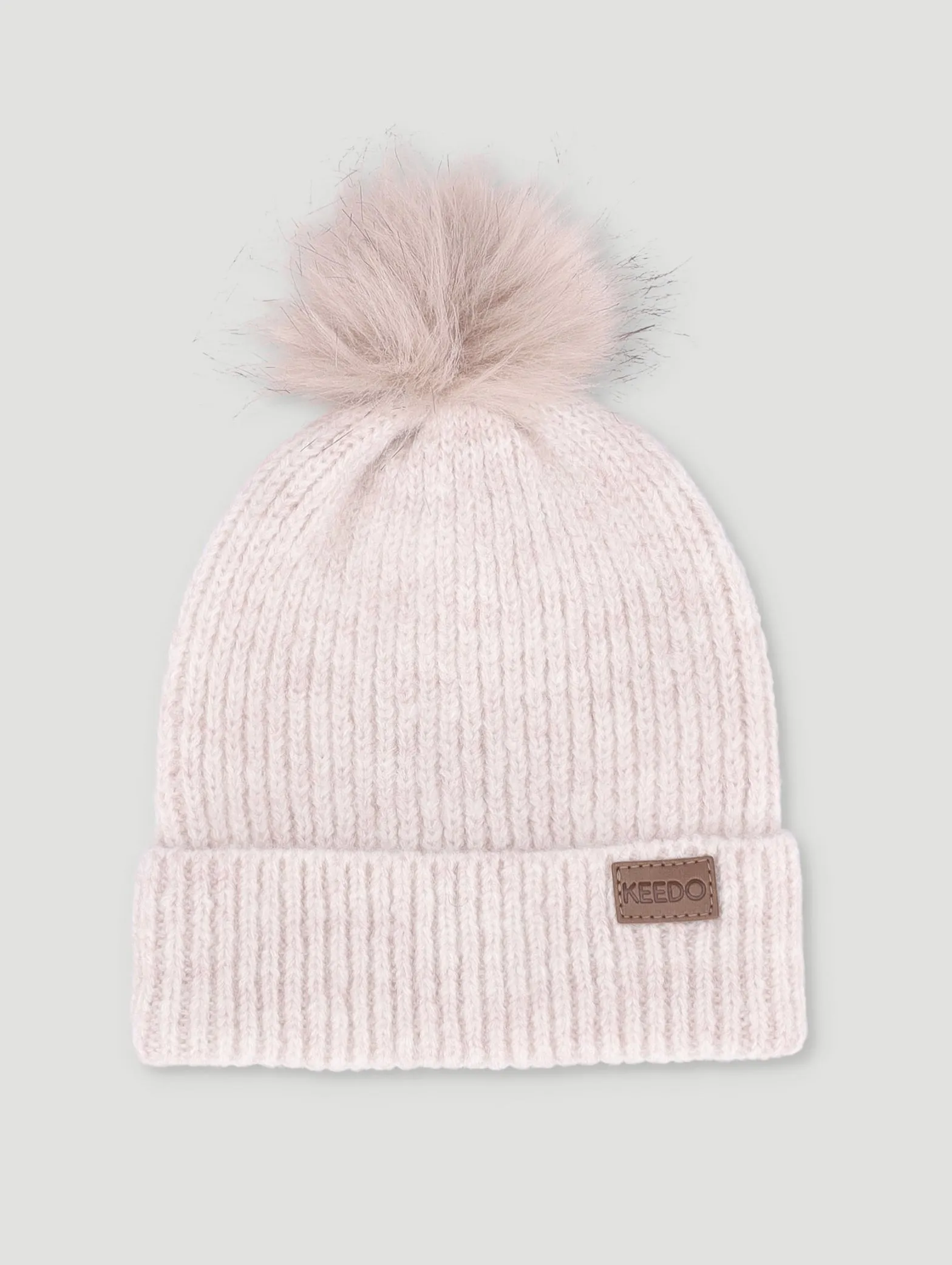 Girls Pink Melange Knitwear Beanie