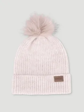 Girls Pink Melange Knitwear Beanie