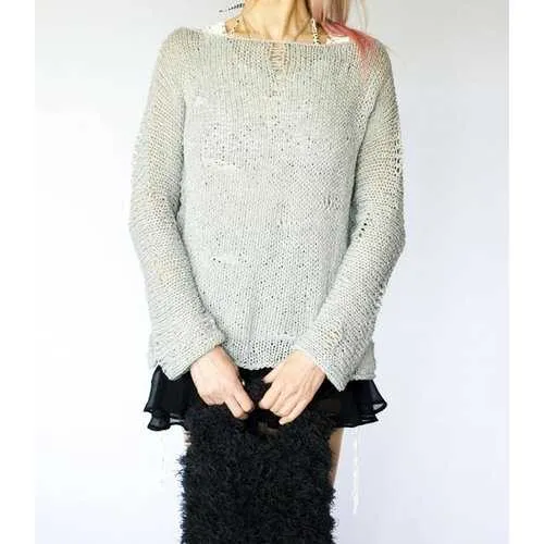 Handmade Grey Knitwear Cozy Jumper Chunky Sweater