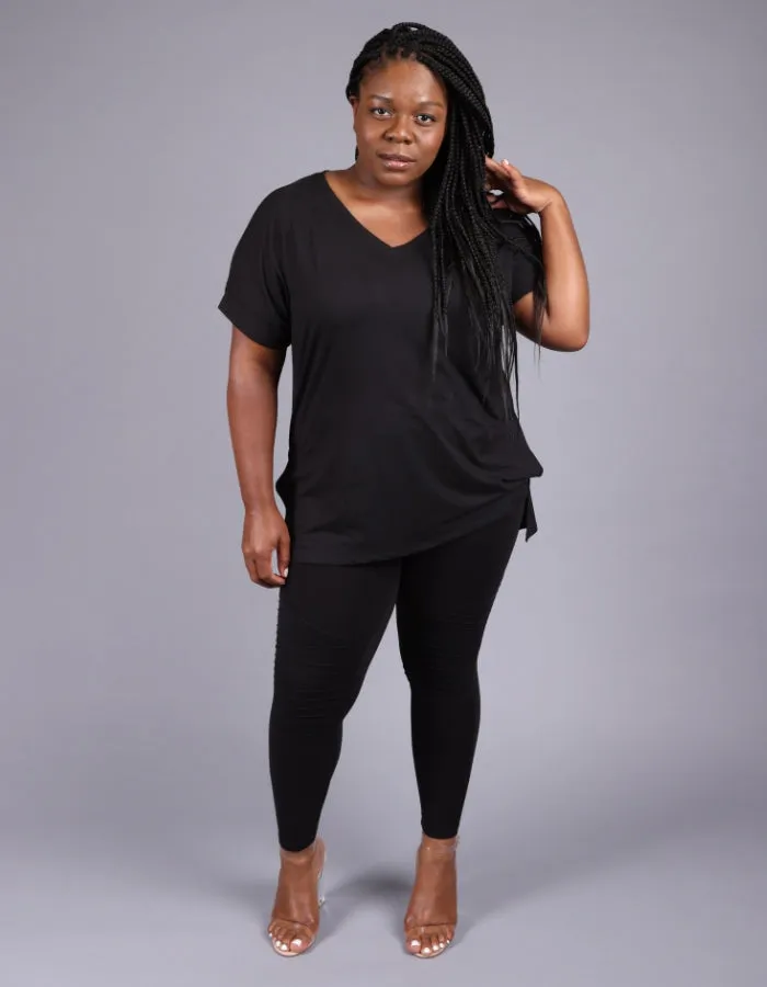 High Waist Microfiber Black Leggings