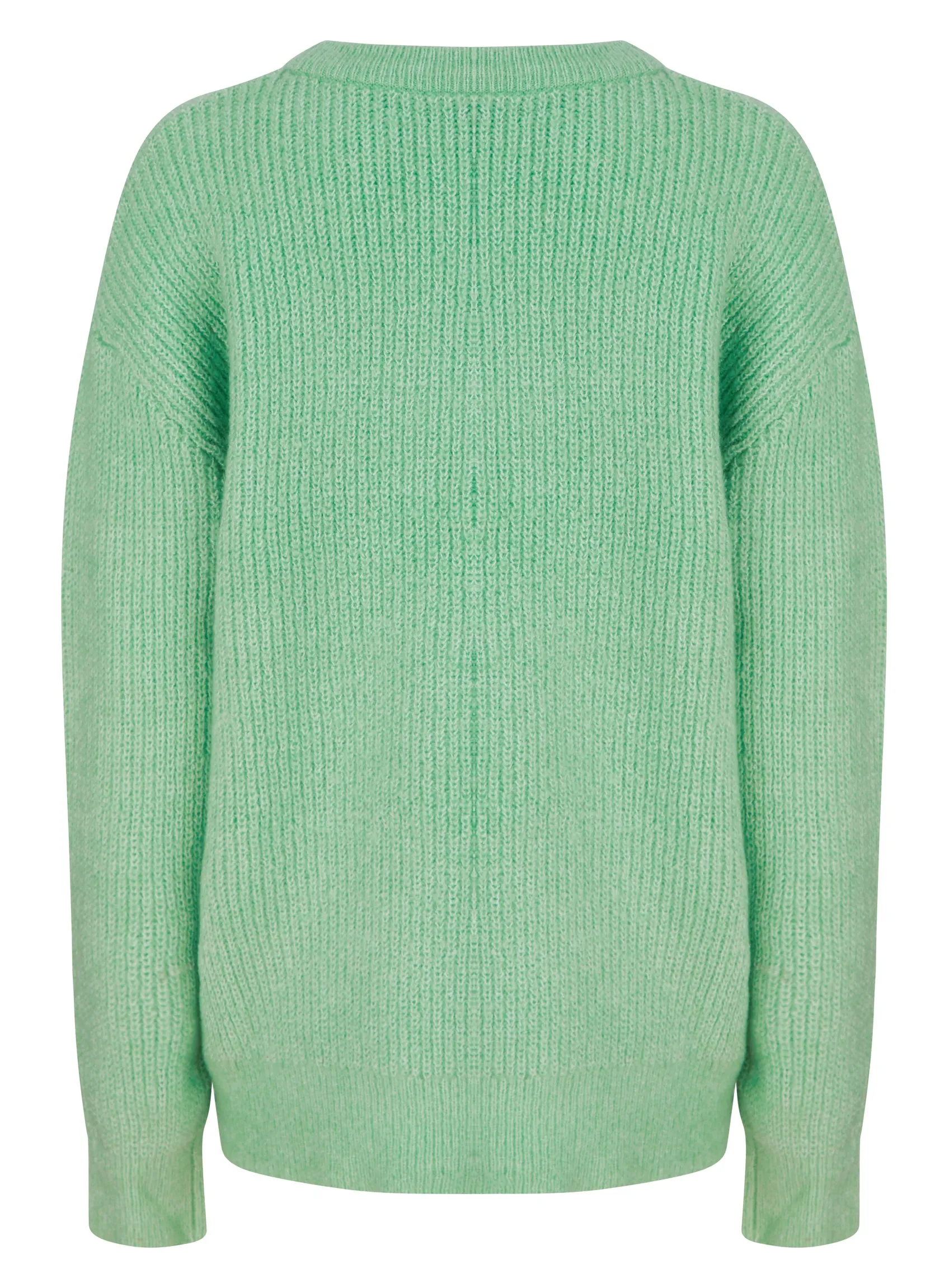 Ladies Green Long Sleeve Cable Knitwear Cozy Jumper