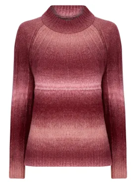 Ladies Stripe Pink Knitwear Cozy Turtle Neck Jumper