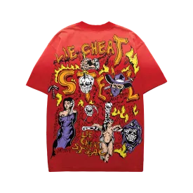 Lie Cheat Steal T Shirt - Faded Red