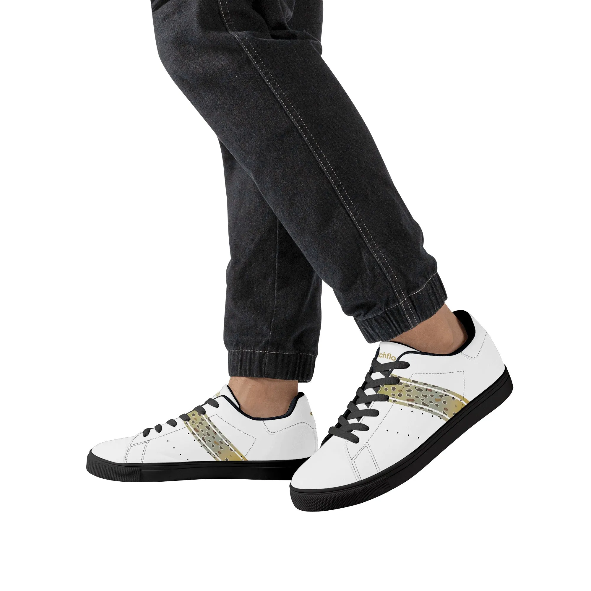 Mens Browntown Racer Vegan Leather Sneaker (white)