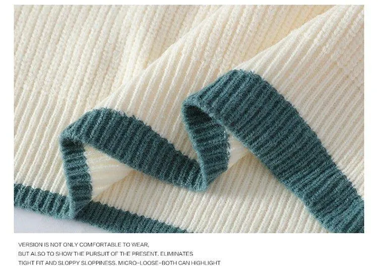 Men's Fashion Colorblock Knitwear – Cozy Loose-Fit Winter Sweater
