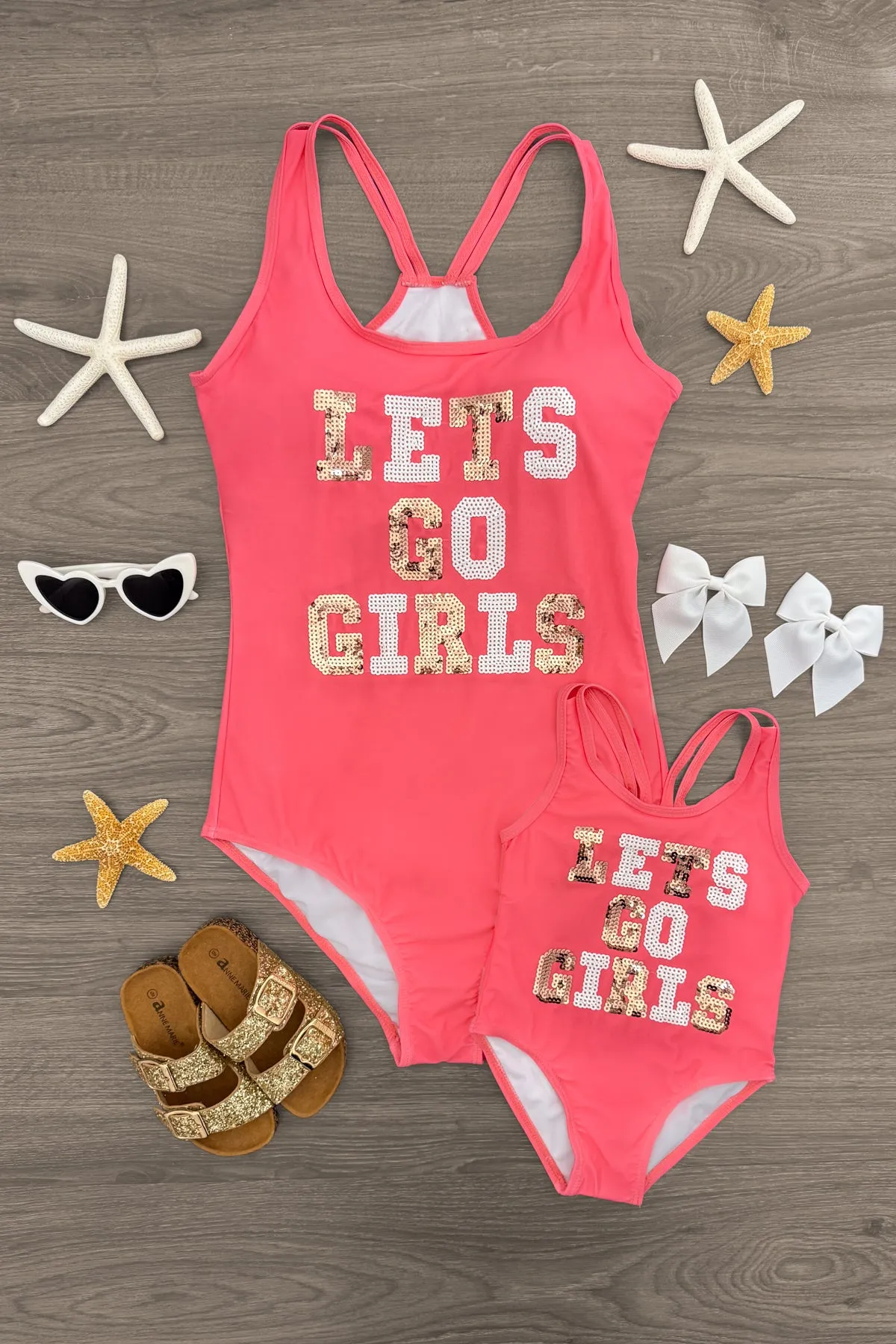 Mom & Me - "Let's Go Girls" One Piece Swimsuit