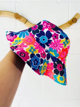 Neon Floral Sunhat, 6-12 months