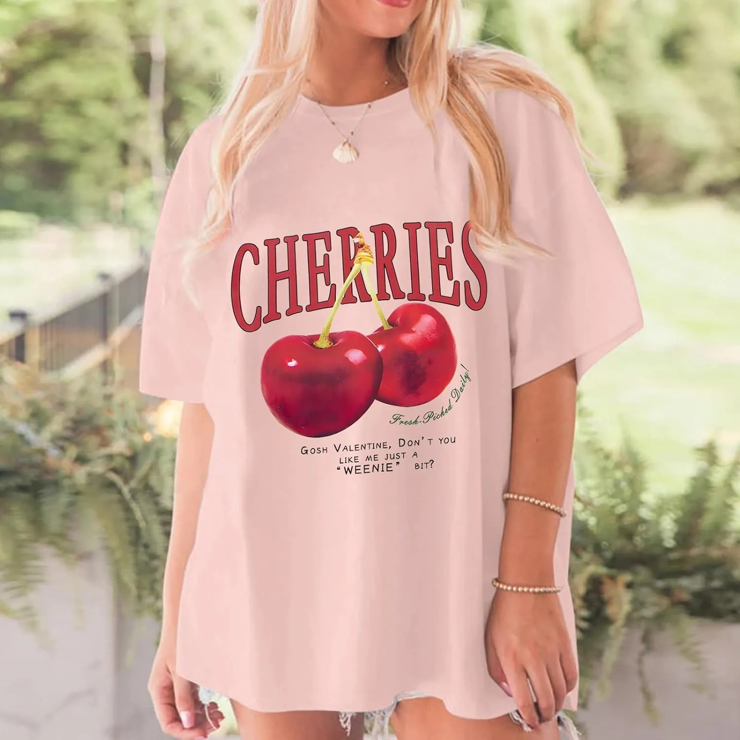 Oversized Graphic Tees Vintage Cherry Fruit Shirt for Men Aesthetic Printed Unisex T Shirts Short Sleeve Casual Tops