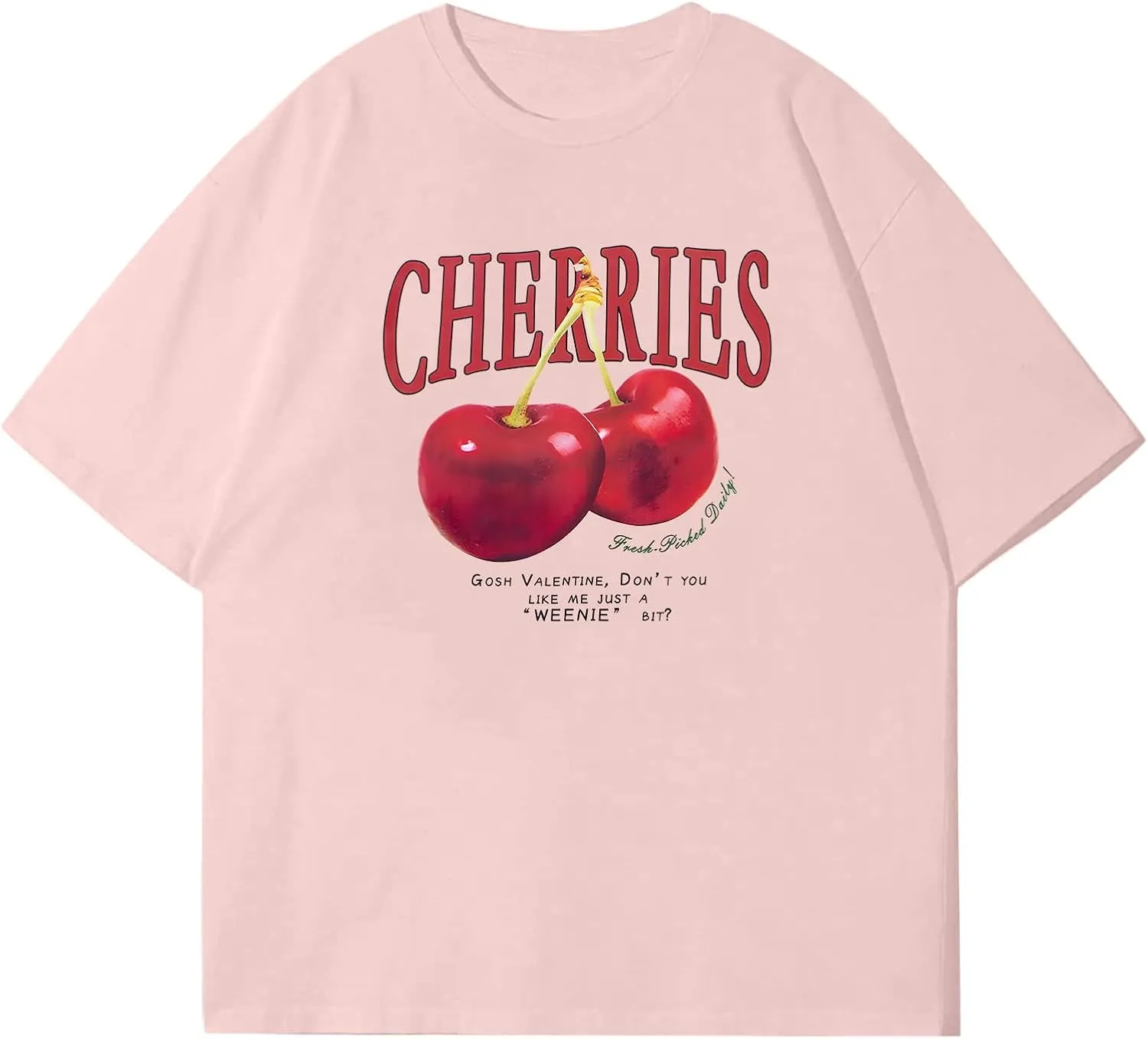 Oversized Graphic Tees Vintage Cherry Fruit Shirt for Men Aesthetic Printed Unisex T Shirts Short Sleeve Casual Tops
