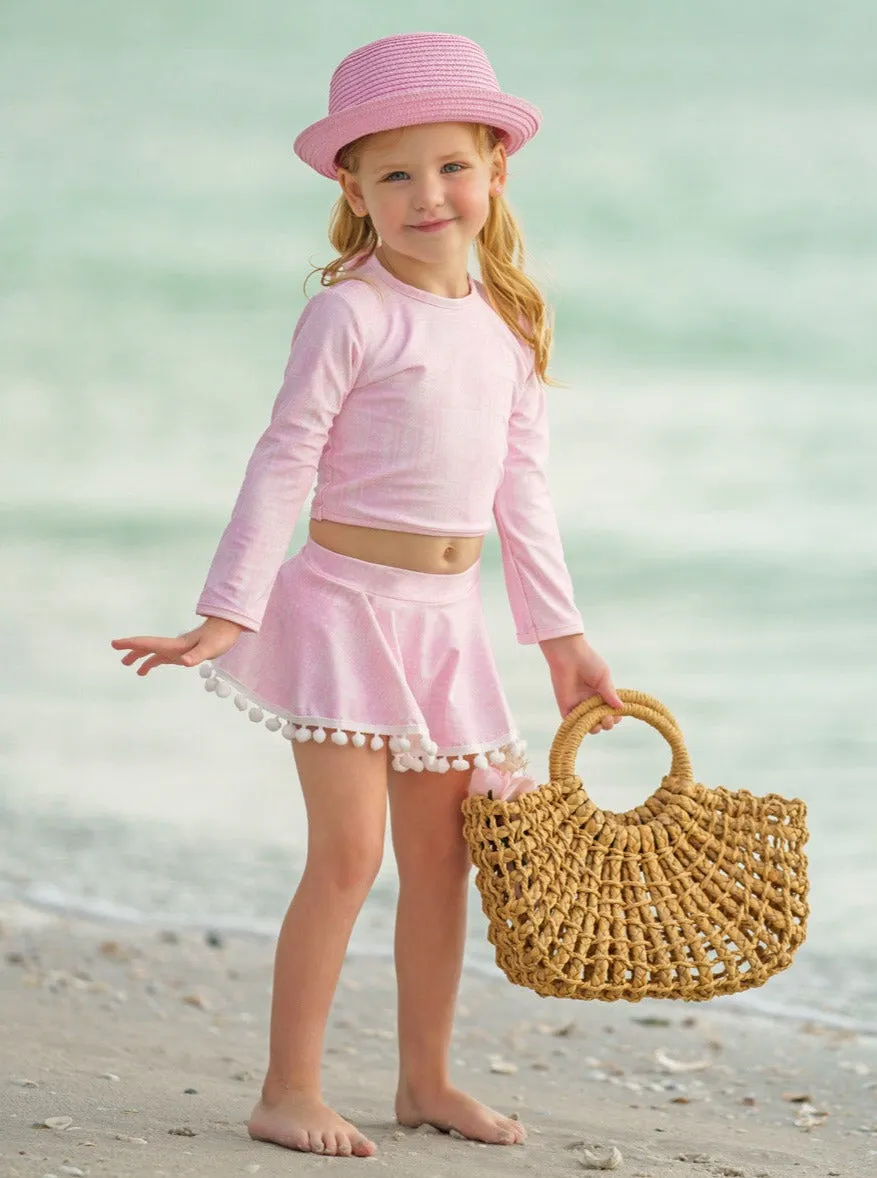 Pretty Paisley Skort Rash Guard Two Piece Swimsuit