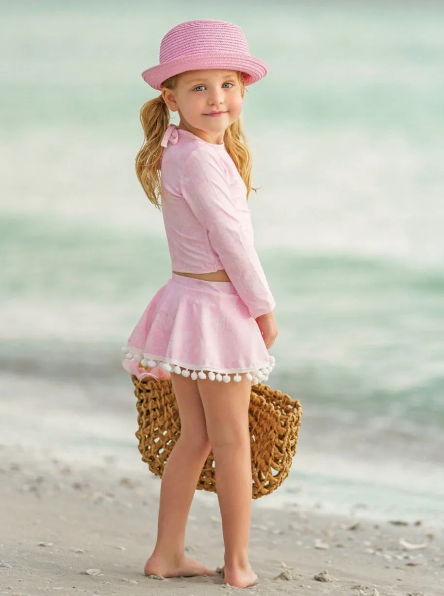 Pretty Paisley Skort Rash Guard Two Piece Swimsuit