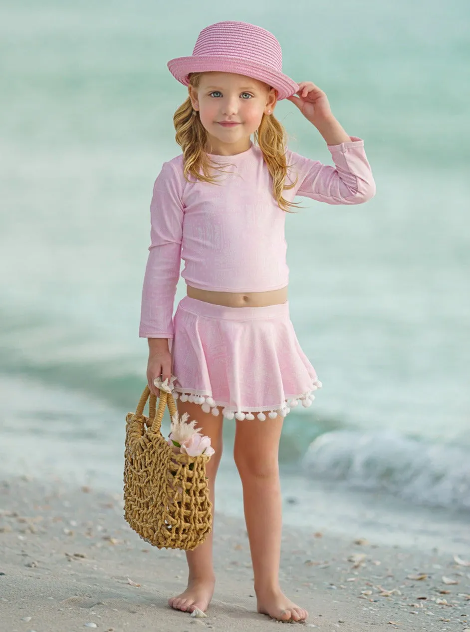 Pretty Paisley Skort Rash Guard Two Piece Swimsuit
