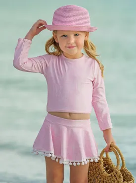 Pretty Paisley Skort Rash Guard Two Piece Swimsuit
