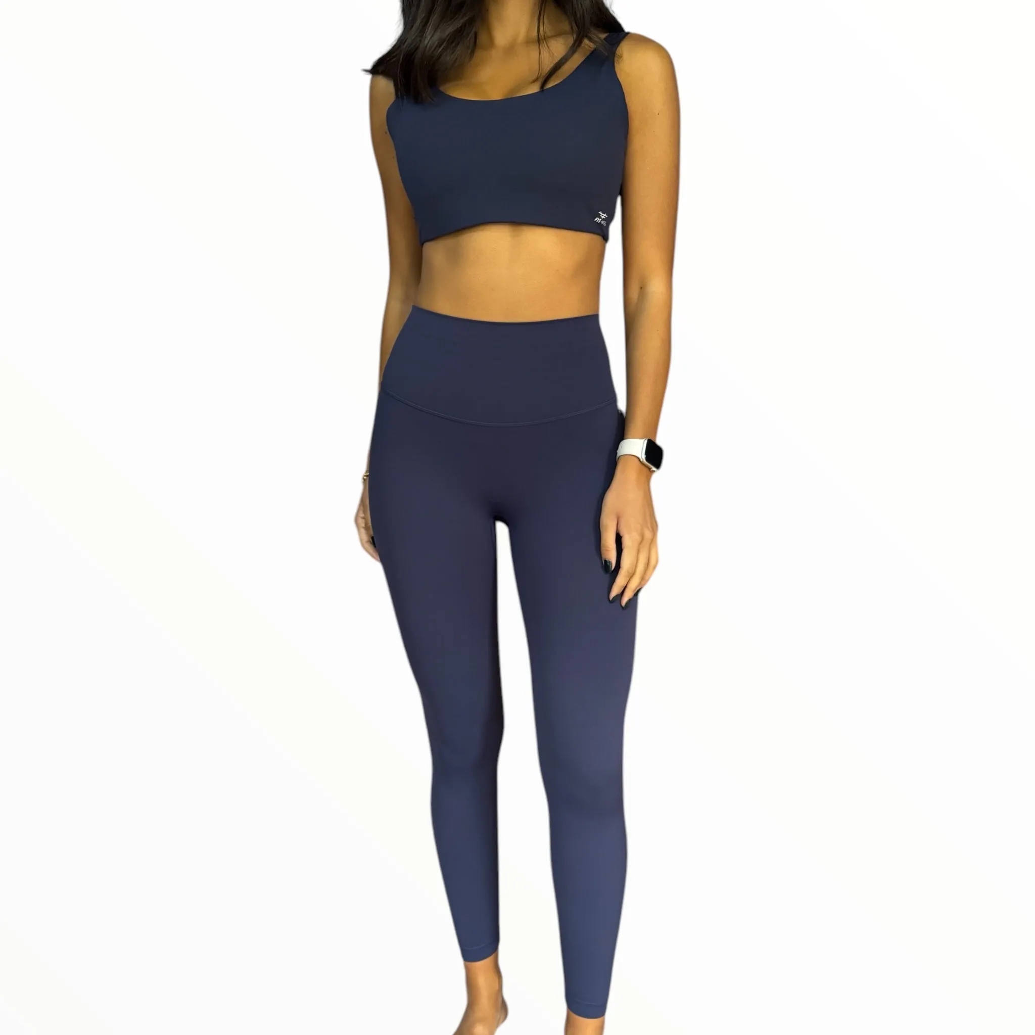 Seamless Front Basic Leggings - Prussian Blue