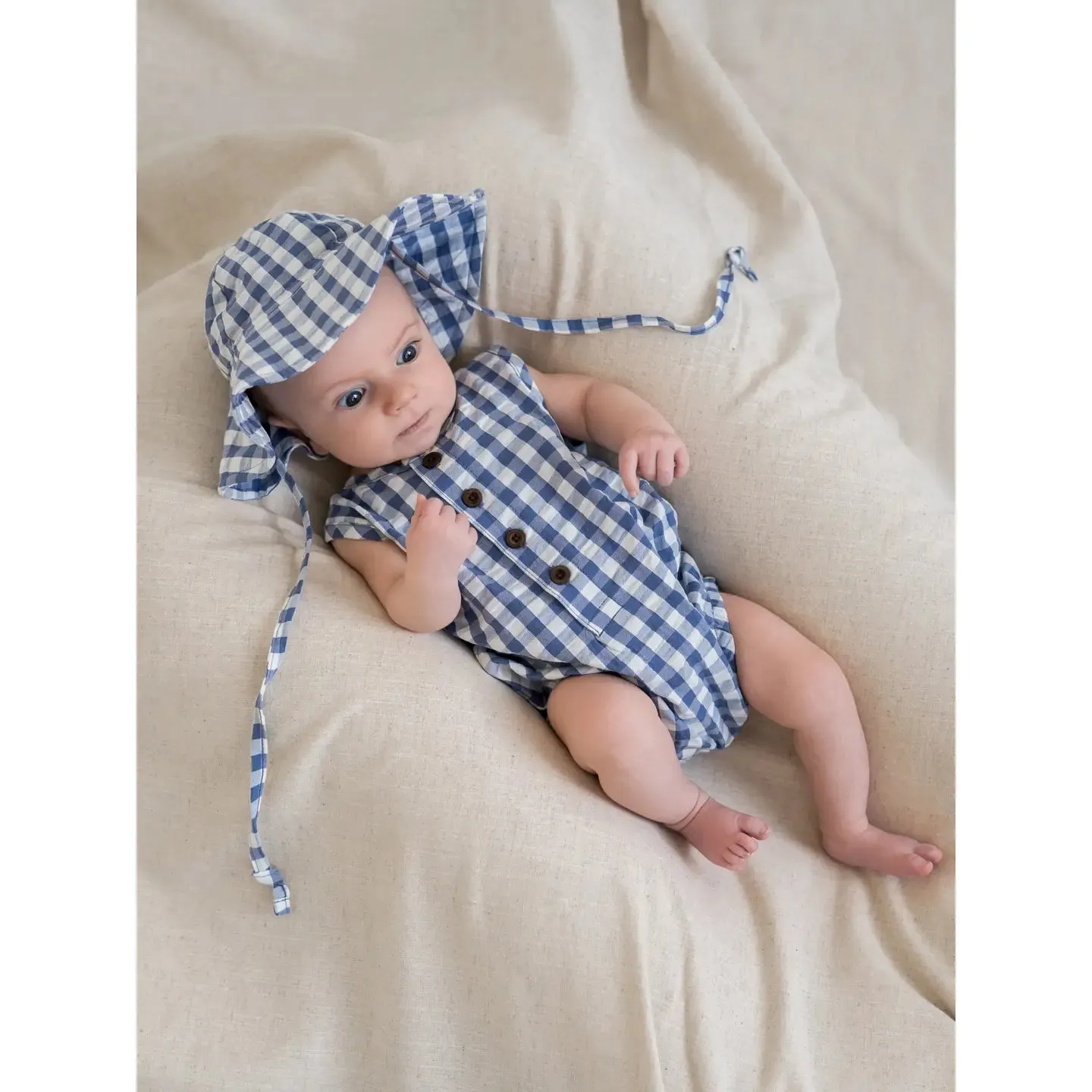 Seersucker Sun Hat - Marino Gingham
