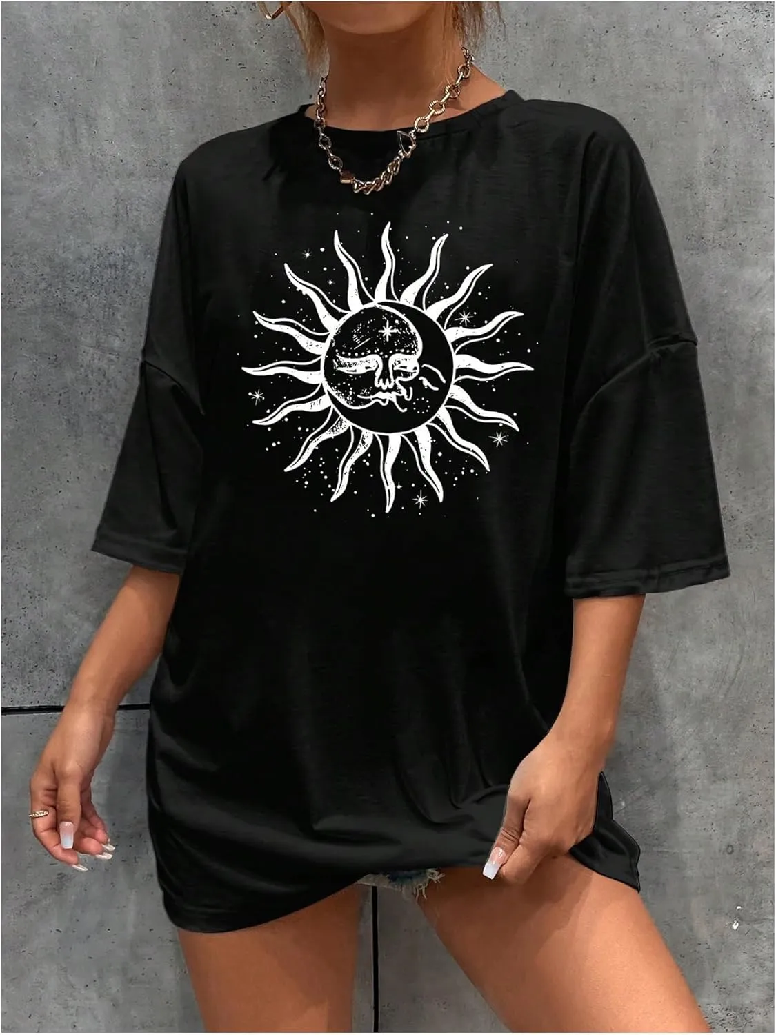SOLY HUX Women's Oversized T Shirts Graphic Tees Casual Vintage Summer Tops Half Sleeve Shirts