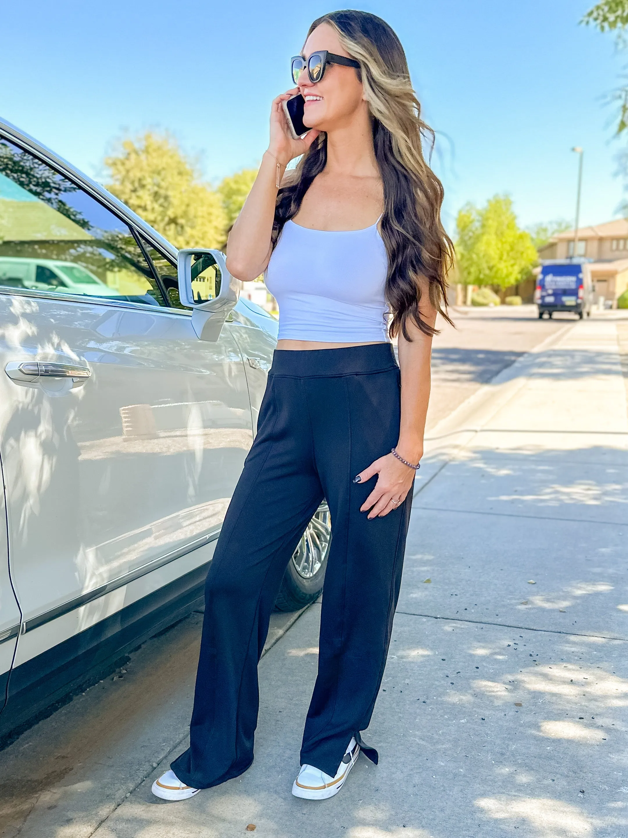 Spaghetti Strap Crop Tank - White