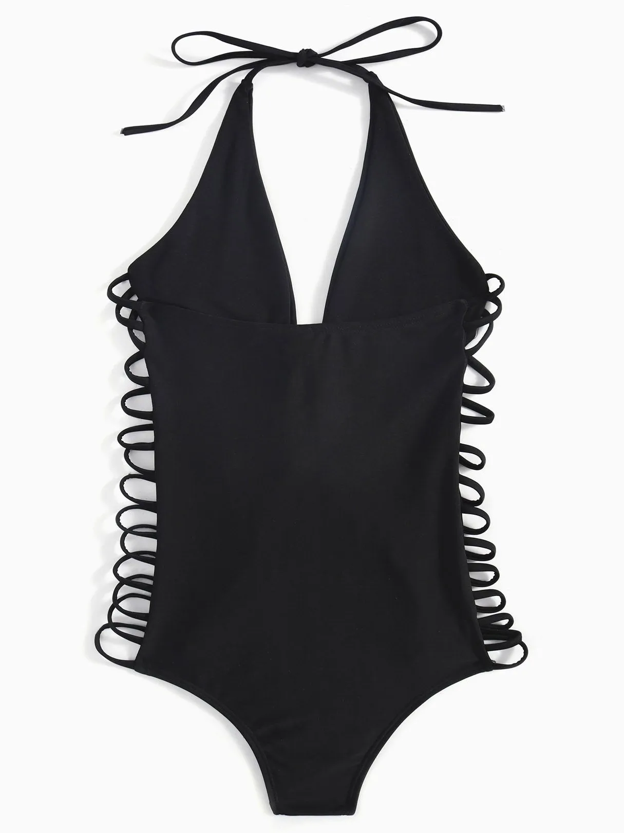 Wholesale Black Halter Cut Out One-Pieces
