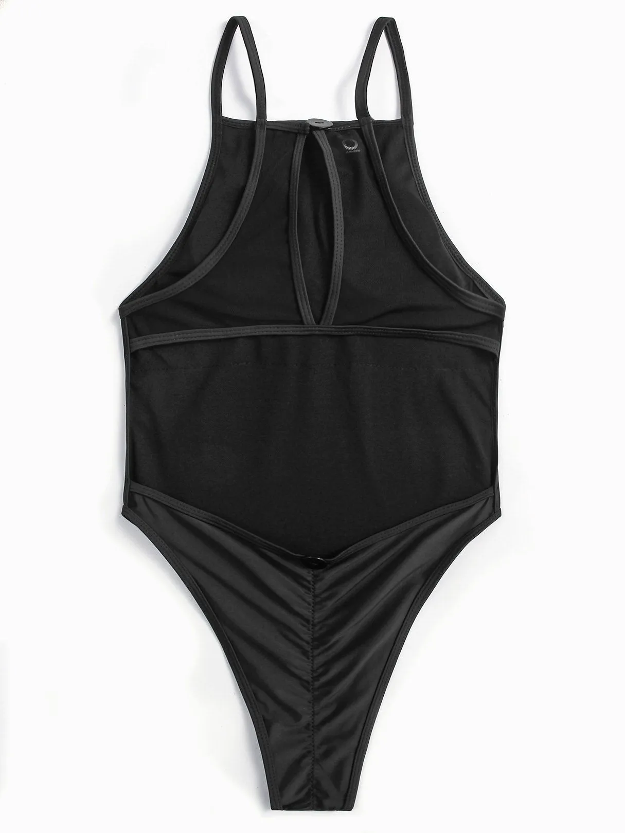 Wholesale Black Halter Sleeveless Plain Cut Out One-Pieces Swimwears