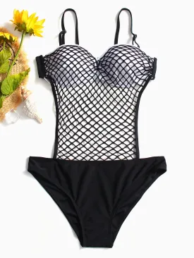 Wholesale Black Sleeveless Hollow One-Pieces
