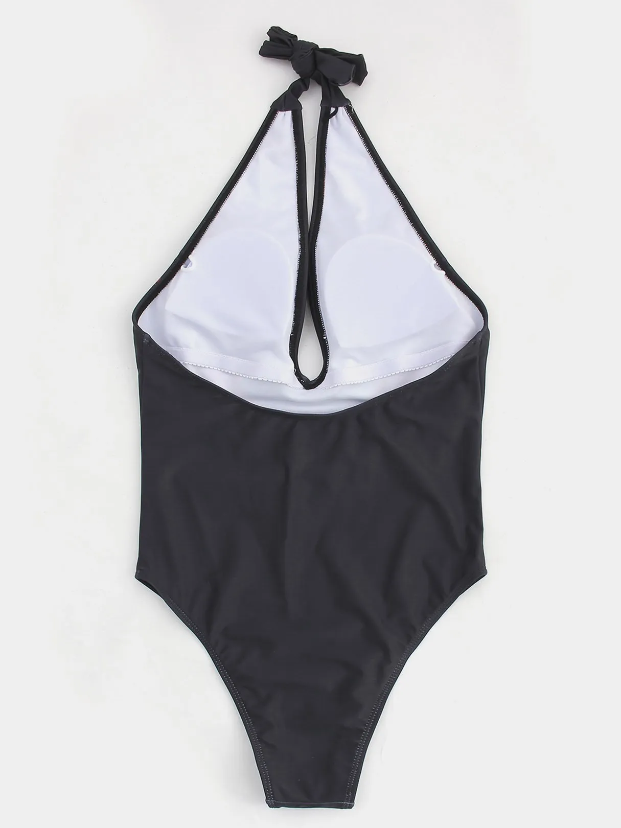 Wholesale Black V-Neck Sleeveless Floral Print Backless One-Pieces Swimwears