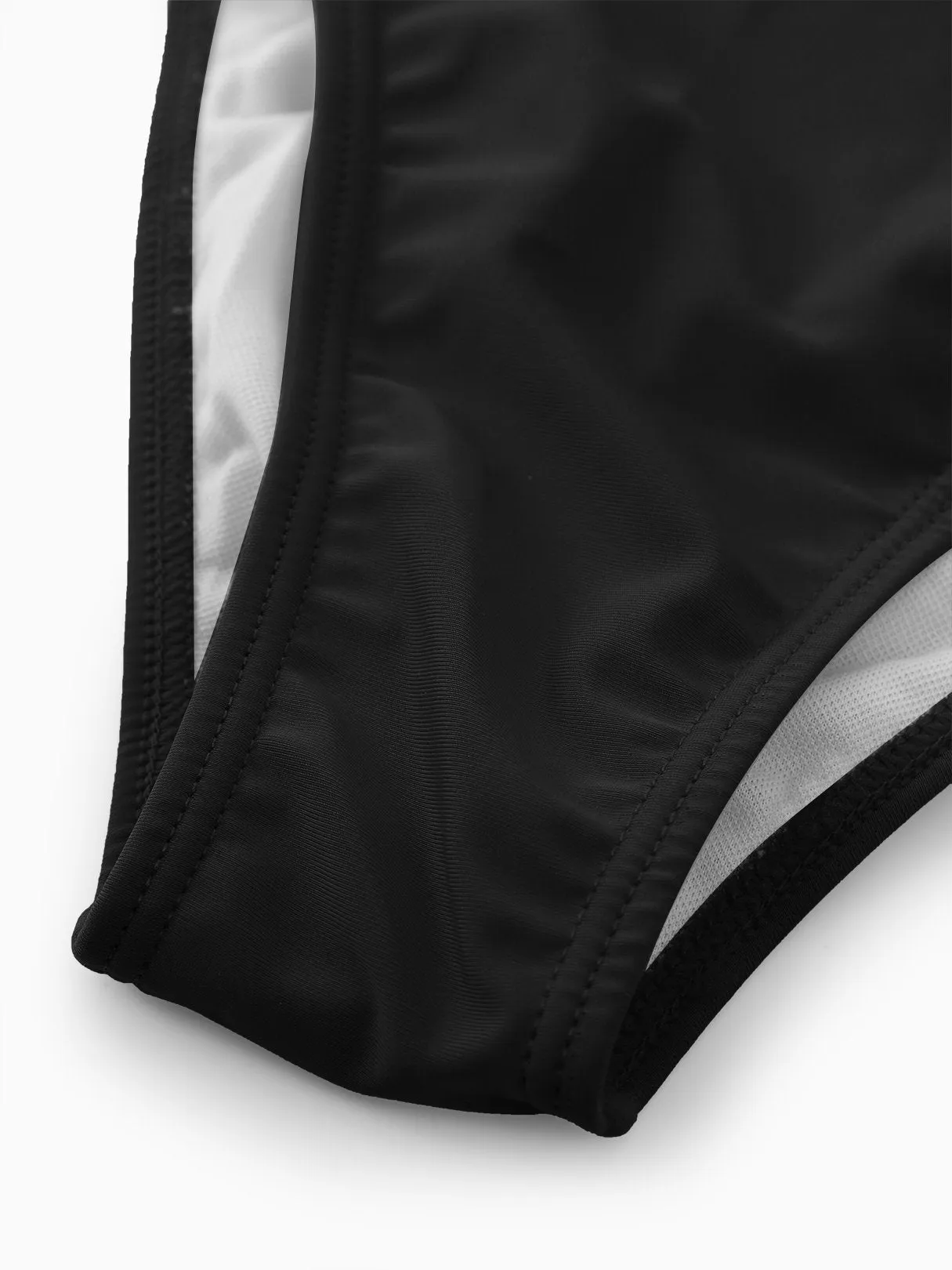 Wholesale Black V-Neck Sleeveless Plain Lace-Up One-Pieces Swimwears