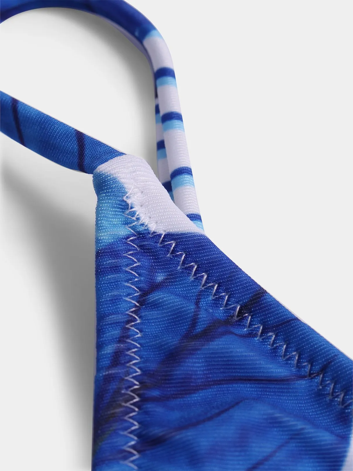 Wholesale Blue Deep V Neck Sleeveless Printed Backless Spaghetti Strap One-Pieces Swimwears